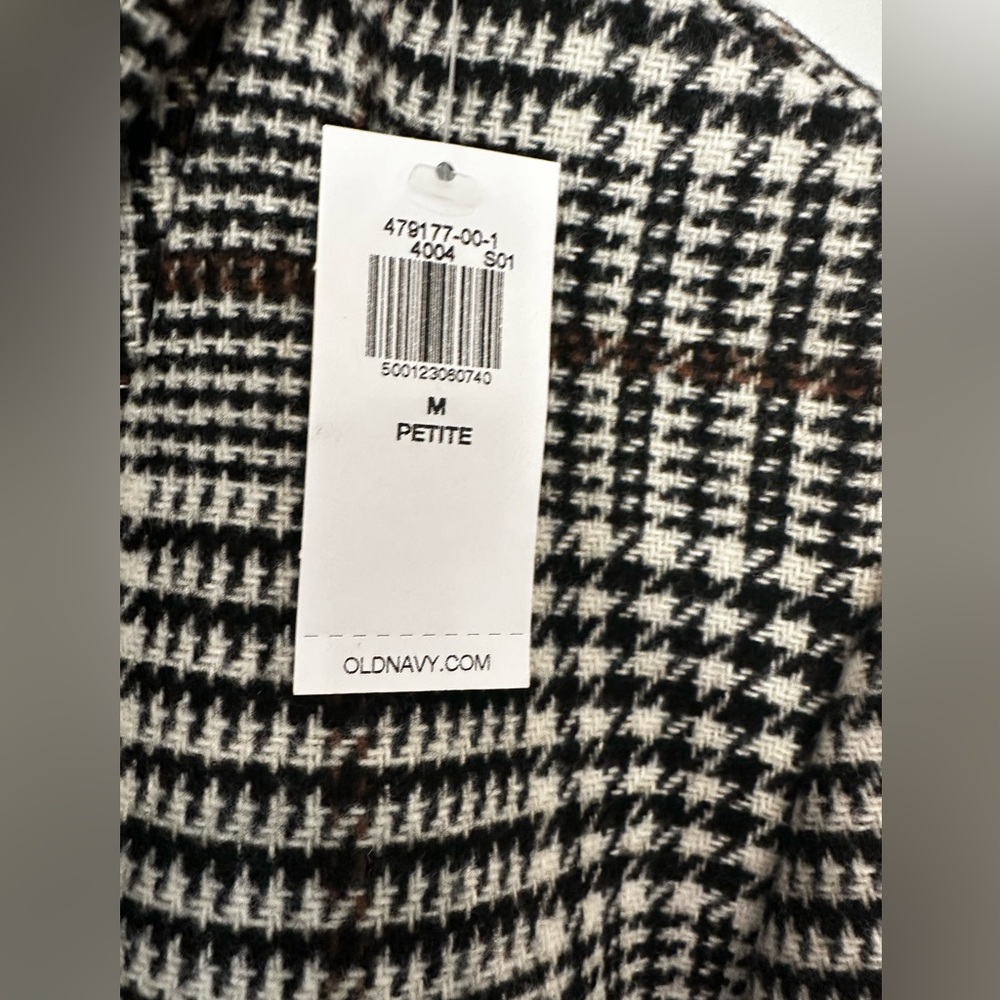 NWT Old Navy Women’s Plaid Blazer – Black, White & Brown | Petite Medium 🤎🖤🤍 - Picture 2 of 7
